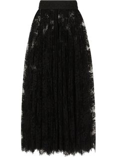 Black cotton-blend sheer lace midi skirt from DOLCE & GABBANA featuring high waist, rear press-stud fastening, sheer lace panelling and mid-length. | Dolce & Gabbana Sheer Lace Midi Skirt Sheer Midi Skirt, Midi Skirt Black, Black Lace Skirt, Lace Midi Skirt, Latest Skirts, Sheer Skirt, Black Midi Skirt, Midi Skirts, Lace Midi