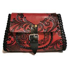 Embossed bag made  to last and impress that will never go out of fashion Handmade with  saddle leather. height: 15cm. 6  inches width : 24 cm.  9.5 inches base:8.5  cm.    3.2  inches adjustable strap:1.40cm  56 inches All our bags are in stock ready to ship! FOR MORE BAGS: https://fyimports.com/shop/27717154/hand-tooled-leather-bags ✈  FREE SHIPPING  No shipping to P.O Boxes  💳 SECURE Payments!! Shipping to remote areas with extra charge Some countryside areas and remote areas come with an ext Luxury Hand Tooled Bags For Gifts, Traditional Bags With Leather Lining As Gift, Artisan Red Leather Bags, Traditional Hand Tooled Shoulder Bag As A Gift, Traditional Hand Tooled Pouch Bag, Red Bohemian Leather Satchel, Red Leather Bohemian Satchel, Bohemian Red Leather Satchel, Traditional Handmade Rectangular Saddle Bag