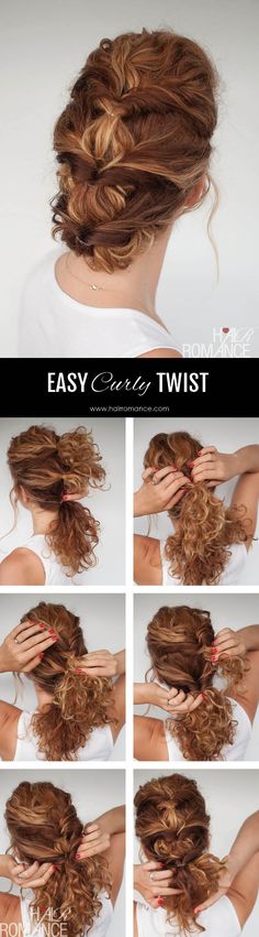 Here's another everyday curly hairstyle tutorial to help you save time in the mornings. Diy Updo, Easy Updo, Wedding Hairstyles Tutorial, Curly Hair Tutorial, Curly Hair Updo, Fishtail Braid, Hair Tutorials Easy, Curly Hairstyles