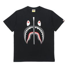 BAPE Shark Tee Short-sleeved Unisex Black 1E30-110-006 (Unisex/Round Neck/Short Sleeve/Gift Recommend/Gift to Boyfriend) Gift To Boyfriend, Bape Shark, Shark Tee, Bathing Ape, A Bathing Ape, Half Zip, Boyfriend Gifts, Black Tee, Round Neck