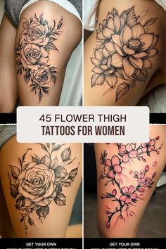 tattoos for women with flowers on their thighs