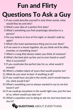 a poster with the words fun and flirty questions to ask a guy