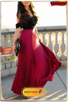 Pleated Maxi Skirts Formal Floor-length Pleated Maxi Skirt, Summer Floor-length Pleated Maxi Skirt, Red Pleated Flowy Maxi Skirt, Luxury Floor-length Pleated Maxi Skirt, Red Pleated A-line Maxi Skirt, India And Pakistan, Pleated Maxi Skirt, Full Circle, Pleated Maxi