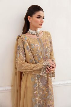 Brand: RamshaProduct Code: Chiffon Vol-24 F-2402Collection: Ramsha Unstitched Luxury Chiffon Collection Vol-24Fabric: Chiffon DETAILS: Embroidered Chiffon front with sequins Embroidered Chiffon back Embroidered Chiffon sleeves Embroidered organza sleeves lace Embroidered organza ghera lace Embroidered chiffon dupatta – 2.50 Meter Raw silk trouser – 2.5 Meter Embroidered organza trouser lace DISCLAIMER:* Lining, Laces, and Tassels are not included in unstitched variants.* Embellishment items in s Brown Dupatta, Wedding Dresses Pakistani, Pakistan Wedding, Chiffon Sleeves, Organza Sleeves, Chiffon Collection, Embroidered Chiffon, Embroidered Organza, Chiffon Dupatta