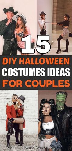 halloween costumes for couples with text overlay that reads 15 diy halloween costumes ideas for couples