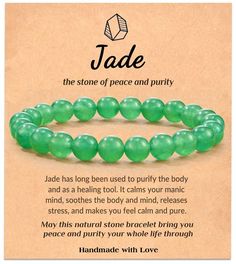 PRICES MAY VARY. Meaningful Bracelet - Jade is conducive to career, family harmony and happiness, and material abundance Better Gift - Jade can promote love and friendship and attract good luck. A delicate gift for yourself or someone you love Size- Our bracelet is woven from natural jade stone, the size of the stone is 8mm, and the circumference of the bracelet is 8 inches, the stone may be different from the picture because each piece of stone is unique Meaningful Gift - A great gift idea for Foil Crafts, Pink Bracelets, Family Harmony, Stone Jewellery, Love And Friendship, Crystals Stones, Crystal Energy, Energy Bracelets, Witchy Stuff