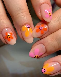 Nail Designs With Cherries, Colourful Nail Art, French Manicure Long Nails, Colorful Nails, Fun Summer Nails, Summery Nails, Nail Arts, Cute Gel Nails, Nail Art Summer