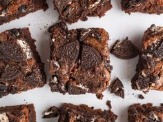 chocolate cookie brownies with oreo cookies on top