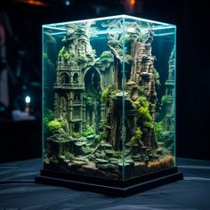 an aquarium filled with water and plants