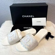 Chanel White Embroidery Cc Logo Slide Slip Sandal Mule Flat Full Set - Size 36.5 - Retail Price $2,100 100% Authentic. New. Come With Box, Dust Bag And Care Book. Shipping: Monday - Friday (Except Holiday). Returns: Returns Are Not Accepted. Thank For Your Feedback: Please Do Leave Us Your Feedback. Your Feedback Is Very Valuable And Will Be Used To Help Us Create A Better Customer Experience. Shoes Chanel, Chanel White, Chanel Sandals, Mule Flat, White Embroidery, Cc Logo, Chanel Shoes, Customer Experience, Monday Friday