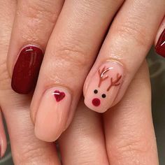 Nails & Beauty by Daisy 💅🏼 on Instagram: "𝙍𝙪𝙙𝙤𝙡𝙥𝙝 𝙩𝙝𝙚 𝙧𝙚𝙙 𝙣𝙤𝙨𝙚𝙙 𝙧𝙚𝙞𝙣𝙙𝙚𝙚𝙧 ♥️ Super cute reindeer nails using @magpie_beauty rocky robin, black Betty, hazelnut over GAG/clear GMS petal 💅🏼♥️ #everythingmagpie Cuticle oil: @cutisticks 💦 #showscratch #amyscoolgang #printnailtechs #scratchmag #thenailtechorg #nailitmag #nailpromag #nailsonfleek #nailsofinstagram #nailitdaily #thesalonmaguk #wirralnailtech #wirralnails #wirralbusiness #funkynails @scratchmagazine @thesalonmaguk @nailitmedia @nailpromagazine #magpiebeauty #magpiebeautyuk #nbbydaisy #christmasnails #christmasnailart #christmasnailsart #snowmannails #winternails❄️ #winternailart #winternails #reindeernails #rudolphnails #reindeernailart #christmasnailsdesign" Xmas Nails Reindeer, Cute Gel Nails For Christmas, Cute Red Gel Nails, Christmas Red Nail Ideas, Easy Christmas Nail Designs For Beginners, Christmas Nails Gels, Christmas Nails Not Acrylic, Rudolph Nail Art, Minimalist Christmas Nail Design