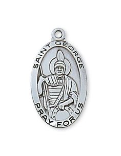 St. George Sterling Silver Medal Engravable Sterling Silver St. George necklace Hail Mary, Saint George, St George, Stainless Steel Chain, Gold Bangles, Card Set, Pocket Watch, Rhodium Plated, Gifts For Friends