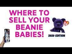 a person holding up a cell phone with the text where to sell your beanie babies