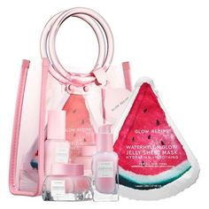 The Best K-Beauty Gift Sets For The Skin-Care Obsessives On Your List #refinery29 https://www.refinery29.com/en-us/k-beauty-gift-sets-holiday-2018#slide-7 Skincare Sephora, Watermelon Jelly, Glow Recipe Watermelon, Gifts For Makeup Lovers, Girly Christmas Gifts, Makeup Bag Essentials, Sephora Skin Care, Glow Recipe, Makeup Gift Sets