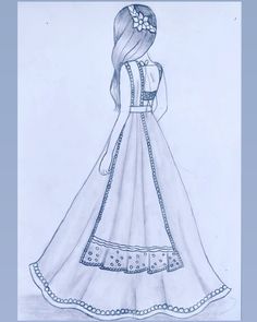 a drawing of a girl in a dress