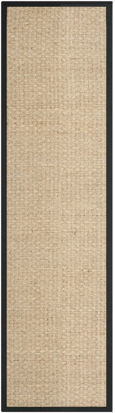 The Natural Fiber Rug Collection features an extensive selection of jute rugs, sisal rugs and other eco-friendly rugs made from innately soft and durable natural fiber yarns. Subtle, organic patterns are created by a dense sisal weave and accentuated in engaging colors and craft-inspired textures. Many designs made with non-slip or cotton backing for cushioned support. Safavieh Natural Fiber Hampton 2 X 18 (ft) Natural/Black Indoor Solid Coastal Runner Rug | NF114C-218 Proper Rug Size, Natural Fiber Rug, Sisal Rugs, Organic Patterns, Jute Rugs, Rugs And Mats, Organic Pattern, Natural Fiber Rugs, Sisal Rug