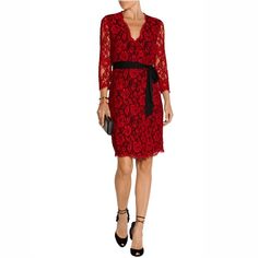 Reposhing This Item I Purchased From @Raachel25. Loved It, But Ready To Rotate For Something New. Questions? Leave A Comment Below! Wrap Dress Diane Von Furstenberg, Lace Wrap Dress, Lace Wrap, Black Jersey, Clothes Sale, Red Lace, Dress Red, Von Furstenberg, Diane Von