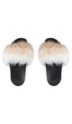 Faux Fur Slides | Tan/Cream/White – Vegan Fine Body Faux Fur Slides, Grey Fur, Vegan Clothing, Fur Slides, Fur Pom Pom, Real Fur, Fox Fur, Slide Slipper, Cream White