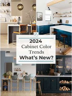 a collage of kitchen and living room images with text overlay that reads, 2012 cabinet color trends what's new?