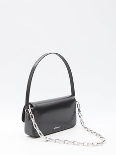 Self Portrait Leather Baguette Bag - Ellie Belle Luxury Black Baguette Bag With Magnetic Closure, Elegant Evening Baguette Bag With Magnetic Closure, Leather Rectangular Baguette Bag With Chain Strap, Leather Baguette Bag With Chain Strap, Chic Evening Baguette Bag With Magnetic Closure, Modern Evening Flap Bag With Chain Strap, Evening Baguette Shoulder Bag With Silver-tone Hardware, Evening Baguette Bag With Chain Strap And Top Handle, Leather Baguette Bag For Evening