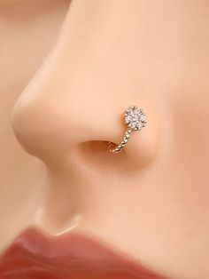 a close up view of a nose with an earring on it's side