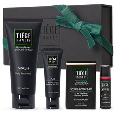 PRICES MAY VARY. Enhance Your Handsome: The Tiege Hanley Bronze Gift Set is a fantastic gift for someone looking to get started in skin care. Includes face wash (2.5oz), AM facial moisturizer with SPF20 (0.75oz), Scrub Body Bar (1.9oz), and a hydrating lip balm. This skin care gift set provides a 30-day supply, making it the perfect gift for holidays, birthdays, and other special occasions. Daily Face Wash: WASH is a high-quality facial cleanser for men intended to be used twice a day, morning, Tiege Hanley, Skin Care Gift Set, Men Moisturizer, Men's Skin Care, Daily Face Wash, Spf Lip Balm, Hydrating Lip Balm, Exfoliating Body Scrub, Skin Care System