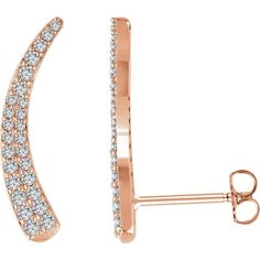 14 Karat Gold 0.375 Carat Total Weight Round Brilliant Diamond Ear Climber Earring. Diamonds Are H Color and I1 Clarity. Diamond Climber Earrings, Ear Climber Earrings, Cascade Necklace, Ear Climbers Earrings, Ear Climber, Ear Climbers, Climber Earrings, 14k Gold Necklace, Geometric Diamond