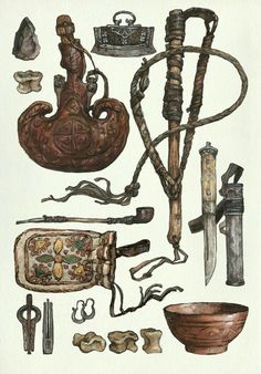 an image of various items that are in the shape of a skull and other things