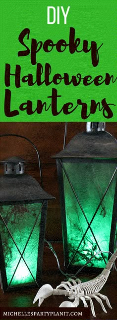 two halloween lanterns with the words diy spooky halloween lanterners on them