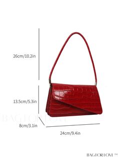 BagForLove - Red PU Crocodile Embossed Flap Baguette Bag â Elegant and Stylish Product Description Color Red Magnetic Yes Type Baguette Bag Bag Size Small Closure Type Magnet Strap Type Top Handle Style Fashionable Composition 100% Polyurethane Material PU Leather Size Chart INCH CM Bag Length Bag Width Bag Height Handle Height 9.4 inch 3.1 inch 5.3 inch 10.2 inch Bag Length Bag Width Bag Height Handle Height 24 cm 8 cm 13.5 cm 26 cm Details Pictures Similar Products h2 { text-align: center; } /* æ¢è¡ */ li{ white-space: normal; word-break: break-all; word-wrap: break-word; } .red-box { width: 100%; display: flex; flex-direction: row; flex-wrap: wrap; justify-content: center; } .red-box > div { width: 190px; height: 250px; margin: 10px; } .red-box > div > a > img { width: 190px; height Red Rectangular Baguette Bag For Shopping, Large Capacity Red Rectangular Baguette Bag, Chic Red Rectangular Baguette Bag, Trendy Red Baguette Bag, Red Baguette Satchel Bag, Red Crocodile Pattern Shoulder Bag For Shopping, Chic Red Handheld Baguette Bag, Red Crocodile Pattern Shoulder Bag, Formal Red Crocodile Pattern Shoulder Bag