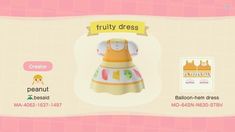 an animal crossing character is shown in this screenshot from the game fruity dress