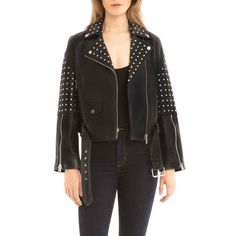 Bagatelle Studded Leather Moto Jacket Retail $399 Rock An Always-In Leather Jacket Shining With Rock 'N' Roll Charm And Silvery Studs. Asymmetrical Zip Placket Notch Collar Long Drop-Shoulder Sleeves With Zip Cuffs Front Snap-Flap Pockets Adjustable Belt Lined 100% Genuine Leather Professional Leather Clean Length Shoulder To Hem 21" Shoulder 19.5" Chest 20.5" Sleeve 23" Sz M *New Without Tags Fall Biker Jacket With Rivets And Long Sleeves, Black Long Sleeve Biker Jacket With Rivets, Edgy Black Outerwear With Rivets, Edgy Black Riveted Outerwear, Fall Moto Biker Jacket With Rivets, Trendy Black Outerwear With Rivets, Spring Edgy Biker Jacket With Rivets, Moto Biker Jacket With Rivets, Fall Leather Biker Jacket With Rivets