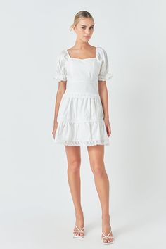 ENDLESS ROSE - Sweetheart Lace Combo Puff Mini - DRESSES available at Objectrare Summer Picnics, Cottage Core Aesthetic, One With Nature, + Core + Aesthetic, Summer Picnic, Cottage Core, Sweetheart Neckline, Make You Feel, White Cotton