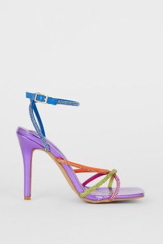 Rainbow Gem Strappy Heeled Sandal - Multi - Taking you to new heights, heels can give you the confidence to feel like a brand new person. With lots of bold styles to choose from such as dazzling glitter slingbacks, feather embellished pumps, satin stilettos and cross-over platforms, our heel collection will have you planning your outfits from the feet up. Style: Rainbow Gem Strappy Heeled Sandal.  Ideal for: Bridesmaids. Rainbow Heels, Heels Aesthetic, Strappy Sandals Heels, Colorful Shoes, Strappy Heels, Bold Fashion, Sandals Heels, High Heels, Pumps