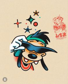 an image of a cartoon character with glasses and a hat on his head that is drawn in colored pencils