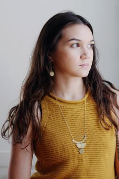 Everyday Brass Jewelry With Large Pendant, Hammered Pendant Charm Necklace, Metal Pendant Necklaces For Everyday Use, Minimalist Hammered Metal Necklaces, Metal Pendant Necklace For Everyday, Everyday Brass Coin Pendant Necklaces, Gold Charm Necklaces For Everyday, Everyday Brass Necklaces Nickel Free, Minimalist Hammered Metal Necklace