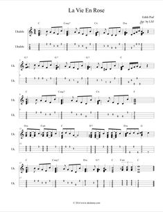 sheet music with the words la vie en rose