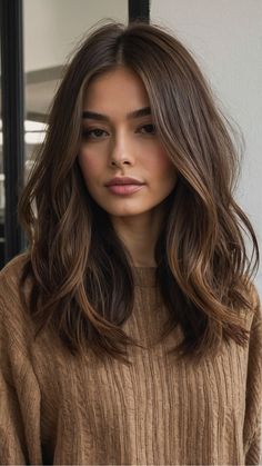 Chic and Modern: 15 Haircuts for Thin Fine Hair in 2024 - pulsepathlife.com Haircut Ideas For Brown Hair, Short Hair Below Shoulder, Short Hair With Brown Color, Brown Hair Styles Medium Length, Past Shoulder Haircut, Haircut Inspo Brown Hair, Mid Length Haircut Women, Brunette Medium Haircut, Haircut Below Shoulder