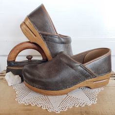 Excellent & Unique. Boutique. ....Upcrafted With Love.... Beautiful Dansko All Day Everyday. Professional Danish Stapled Traditional Heritage Cabrio Leather Rocker Bottom Roll Clogs Colour Is Souleful Smokey Mushroom Sage Olive Stone Muted Grey Gray Greige In Rugged Burnished Ombre Distressed Pebble Textured Leather W/ Honey Beige Camel Brown Tan Soles For The Earthly Quiet Insightful Wandering Soul Honey Woodgrain Solesleather Insoles Chunky Round Toeplatform Wedge Block Heel Slip-On Slides Mul Boho Cottage, All Day Everyday, Boho Cottagecore, Minimalist Contemporary, Unique Boutique, Dansko Shoes, Platform Wedges, Mule Clogs, Mules Shoes