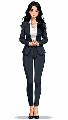 a drawing of a woman in a suit and heels