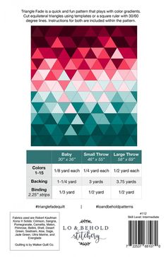 the pattern for this quilt has been designed in shades of pink, green and blue