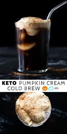 two different types of ice cream on top of each other with the words keto pumpkin cream