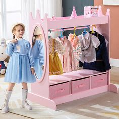 Premium Quality Pink Kids Armoire Dress-Up Storage Closet Girls Room w/Mirror,Drawer,Side Pocket, Furniture Dressing Up Storage Kids, Shoe Storage In Bedroom, Dress Up Wardrobe, Kids Armoire, Dress Up Closet, Dress Up Storage, Armoire Dresser, Mirrored Armoire, Mirror Drawers