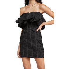 This mini dress is cut from dot mesh. It features a statement frill detail and is boned throughout the bodice and skirt. This item is lined.Strapless neckline with nonslip rubber bindingBoned bodice with ruffle overlayHook-and-eye and exposed zip at backComposition: 100% PolyesterFlocking: 58% Viscose, 42% Cotton Lining: 85% Polyester, 15% ElasteneDry clean Mini Dress Runway, Self Portrait Clothing, Frill Mini Dress, Top Fashion Bloggers, Self Portrait Dress, Street Style Edgy, Mini Dresses Online, Contemporary Outfits, Black Dots