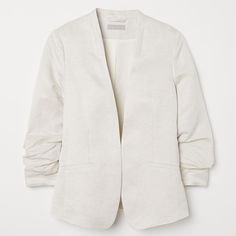 New! H&M Blazer (Tag Ripped) Size 4 Classic H&m Spring Blazer, White H&m Blazer For Work, H&m White Blazer For Work, H&m Classic Spring Blazer, H&m Casual Summer Outerwear, Classic Spring Blazer By H&m, Casual Tailored H&m Blazer, H&m Tailored Casual Blazer, Chic Summer Outerwear By H&m