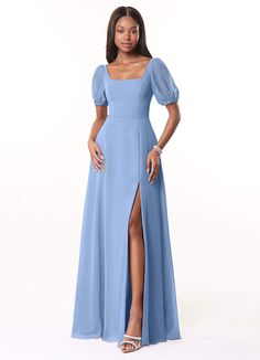 Steel Blue Azazie Alani Bridesmaid Dresses | Azazie Steel Blue Bridesmaid Dresses, Sky Blue Bridesmaid Dresses, Bridesmaid Dresses Azazie, Bridesmaid Dresses With Sleeves, Blue Bridesmaid Dress, Floor Length Chiffon Bridesmaid Dresses, Modest Bridesmaid Dresses, Chiffon Bridesmaid Dresses, Azazie Bridesmaid Dresses