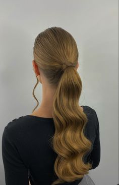 Ponytail Hollywood Waves, High Ponytail Hairstyles With Bangs, Hair Hollywood Waves, Slick Ponytail Hairstyles, Bridal Pony, Wedding Ponytail