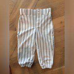 Pinstripe Youth Champro Baseball Pant. Triple Crown. White Sports Pants With Contrast Stripes, White Sporty Pants With Contrast Stripes, Sporty White Pants With Contrast Stripes, White Sports Bottoms With Contrast Stripes, Casual White Pants For Playwear, Fitted White Pants With Vertical Stripes, Baseball Pants, Triple Crown, Kids Bottoms