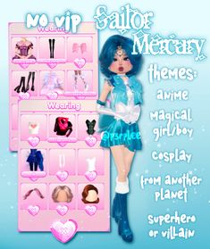 a doll is standing next to a poster with clothes and accessories on it's sides