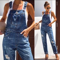 Brand New And Excellent Condition, Never Worn! Vici Dolls Distressed Overalls Overalls Size Small. These Fit True To Size And Are Very Flattering (For Reference I Am 5'4, 120 Lbs). Refer To Last Photo For Measurements. Blue Ripped Overalls, Ripped Blue Overalls, Blue Distressed Denim Overalls, Distressed Blue Overalls, Office Work Pants, Green Chino Pants, Vici Dolls, Womens Straight Leg Pants, Distressed Overalls